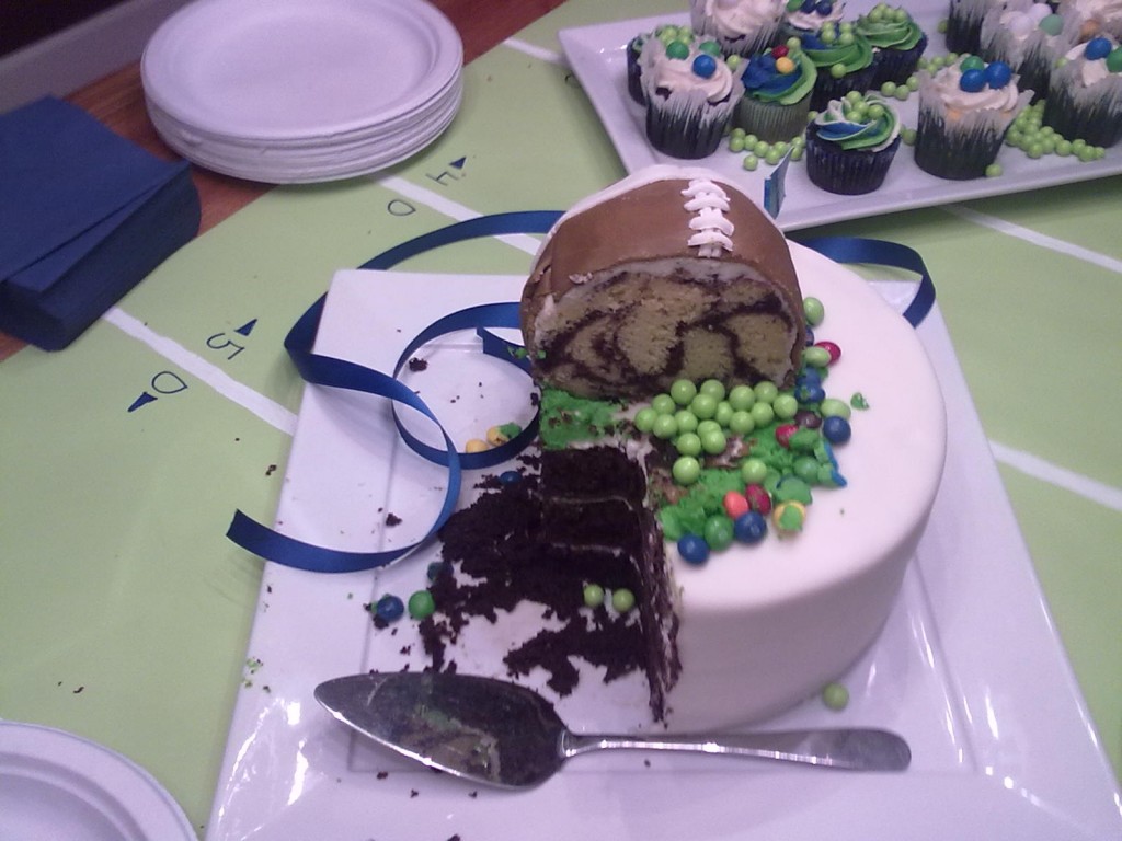 seahawks football cake cut